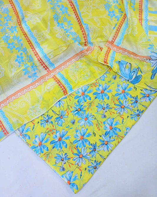 3pc Digital Lawn Coords with Voil Dupatta