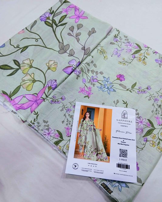 3pc Digital Printed Doria Lawn Voil Dupatta