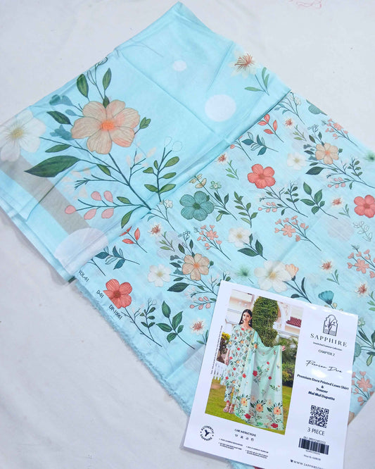 3pc Digital Printed Doria Lawn Voil Dupatta