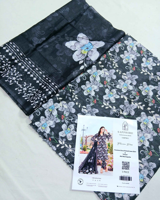 3pc Digital Printed Doria Lawn Voil Dupatta