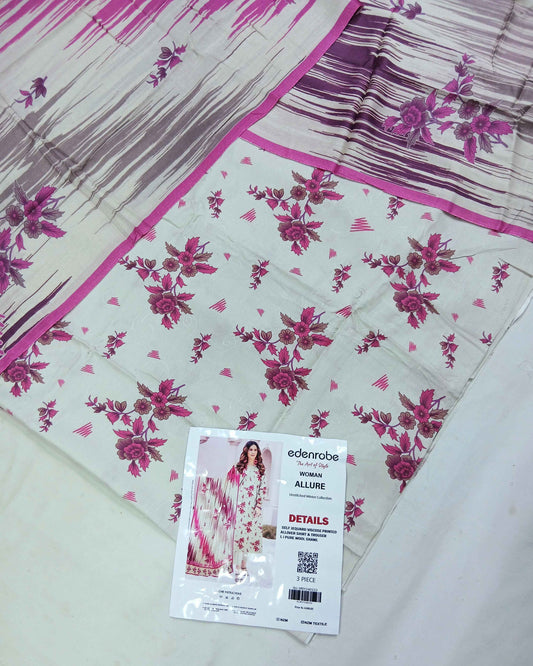 Floral Jacquard Viscose 3-Piece Unstitched with Wool Shawl
