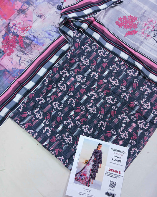 Floral Jacquard Viscose 3-Piece Unstitched with Wool Shawl