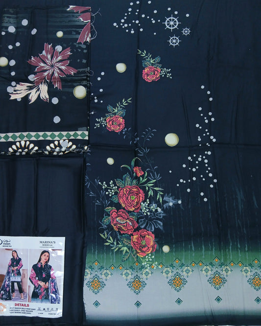 3pc Digital Marina with Marina Shawl - Nagina Cotton Emporium