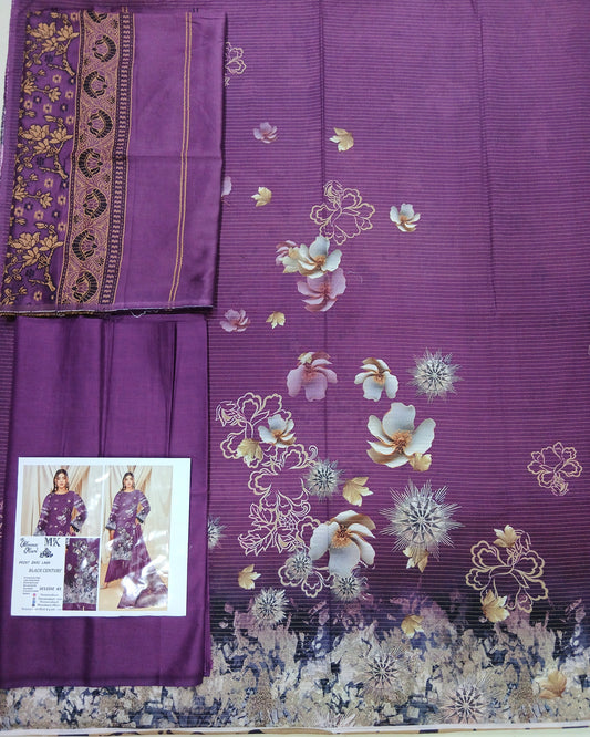 Digital Printed Maisoori Lawn 3Pc with Jacquard Voil Dupatta - Nagina Cotton Emporium