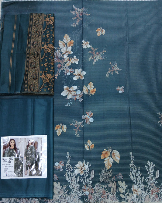 Digital Printed Maisoori Lawn 3Pc with Jacquard Voil Dupatta - Nagina Cotton Emporium