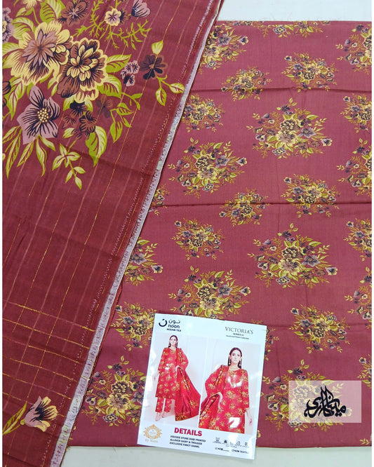 Viscose Stone Dobi Printed Allover Full suit with Exclusive Fancy Shawl - Nagina Cotton Emporium