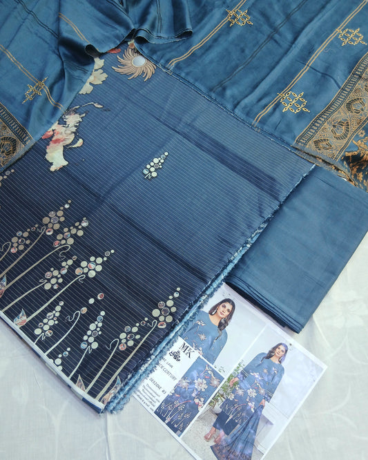 3D Printed Lawn Suit | Embroidered Voil Dupatta | Unstitched - Nagina Cotton Emporium