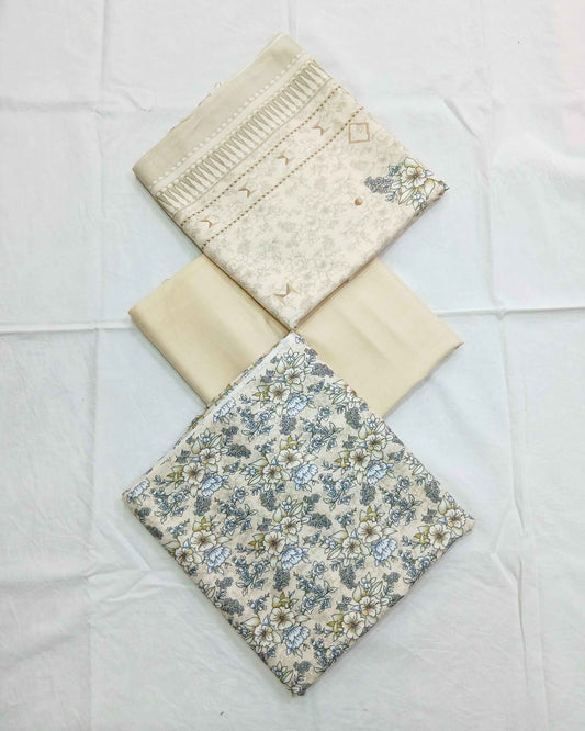 3pc Linen Floral Prints | Unstitched