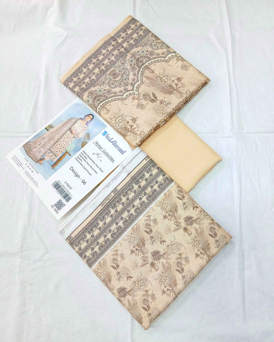 Winter Collection Khaki Beige Dhanak 3PC Unstitched Suit
