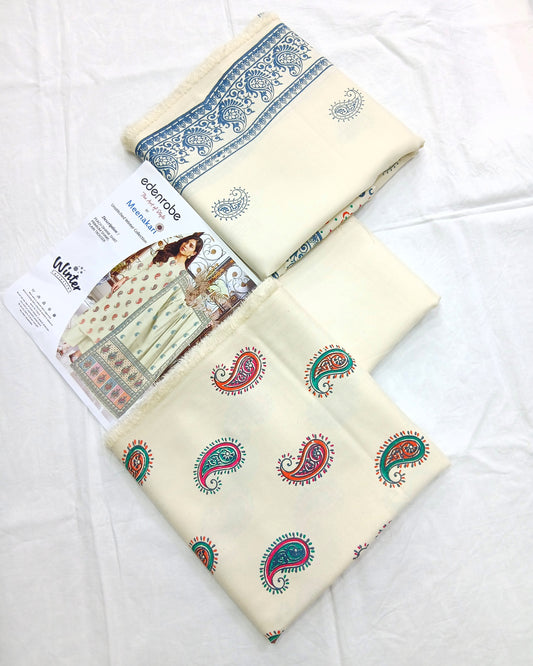 Dhanak Marina 3Piece by Menakari – Block Printed Winter Dress