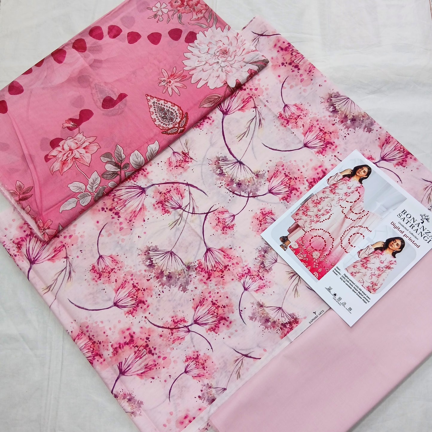 Digital Premium Soft Lawn 3PC | Unstitched Floral Prints