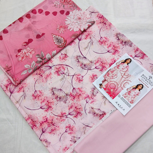 Digital Premium Soft Lawn 3PC | Unstitched Floral Prints