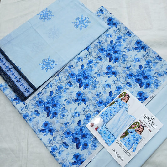 Digital Premium Soft Lawn 3PC | Unstitched Floral Prints