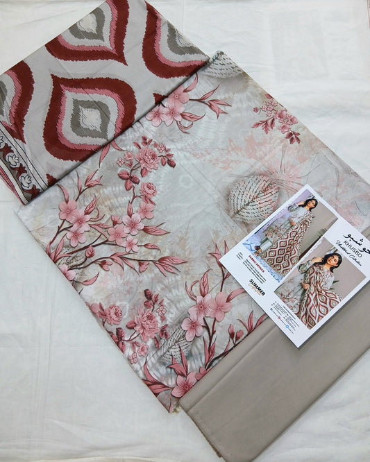 Digital Premium Soft Lawn 3PC | Unstitched Floral Prints