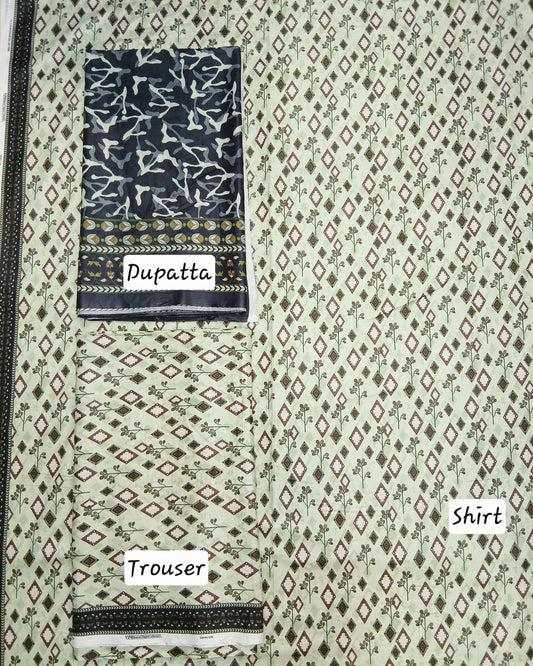 Kasturi Digital Lawn Cotton 3pc Unstitched Suit