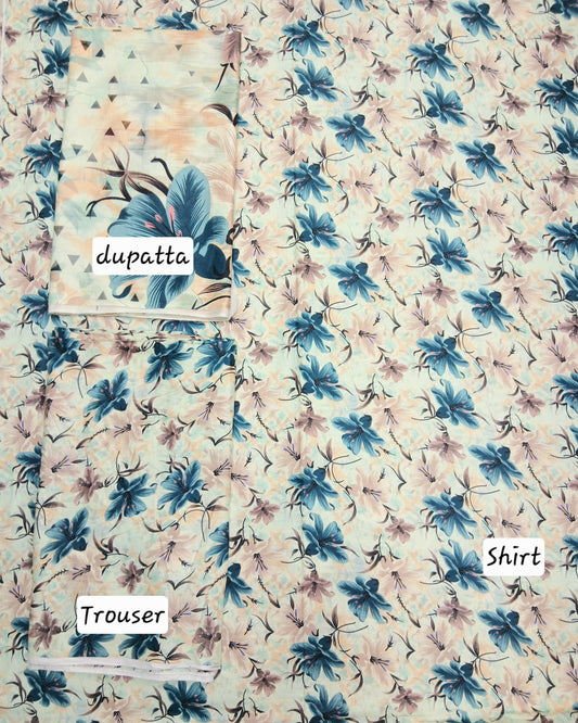 Kasturi Digital Lawn Cotton 3pc Unstitched Suit