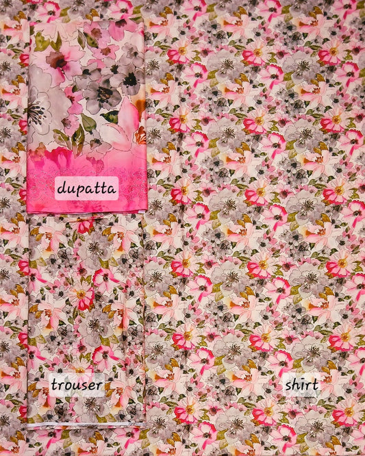 Kasturi Digital Lawn Cotton 3pc Unstitched Suit