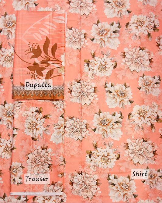 Kasturi Digital Lawn Cotton 3pc Unstitched Suit