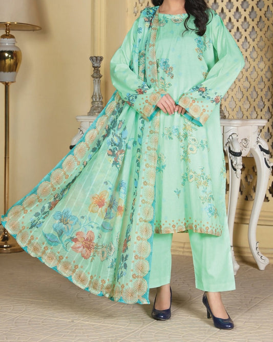 Zinnia Luxury Digital Lawn – 3pc Suit with Doria Voil Dupatta