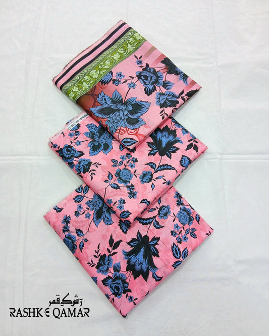 Rashk-e-Qamar Classic Lawn 3-Piece with Digital Printed Voil Dupatta by Hajra Textiles