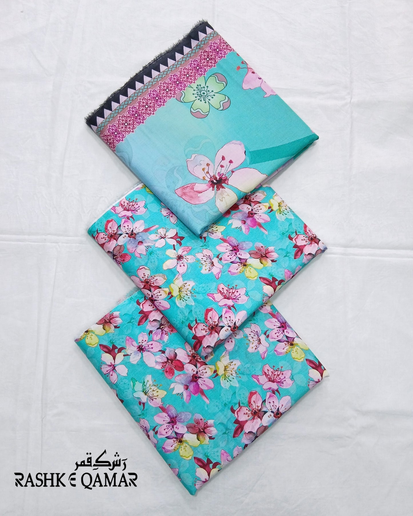 Rashk-e-Qamar Classic Lawn 3-Piece with Digital Printed Voil Dupatta by Hajra Textiles