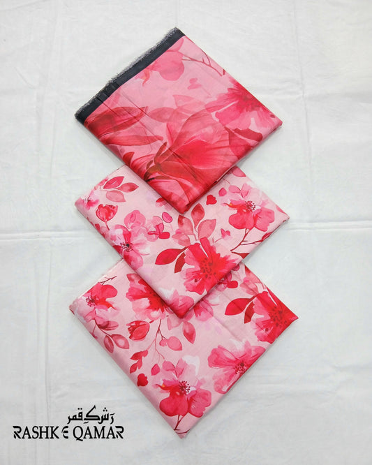 Rashk-e-Qamar Classic Lawn 3-Piece with Digital Printed Voil Dupatta by Hajra Textiles