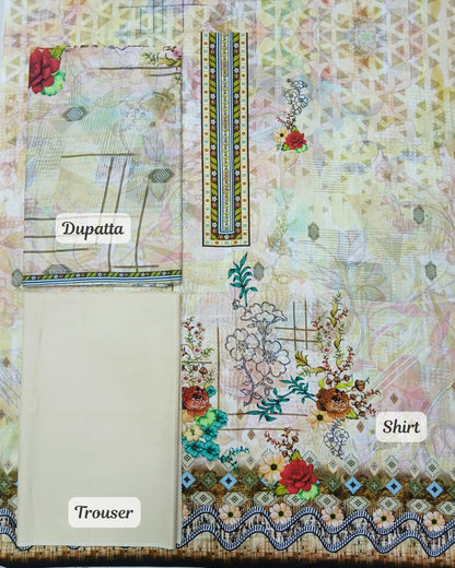 Maria Digital Premium Slub Cotton 3pc by Imwaj