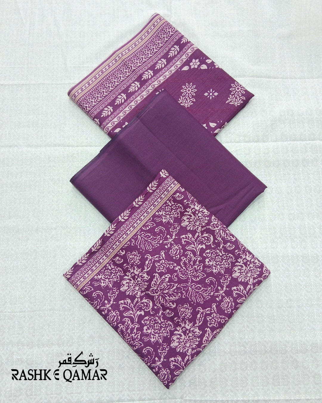 Rashk-e-Qamar cotton 3-piece suit for office and casual wear