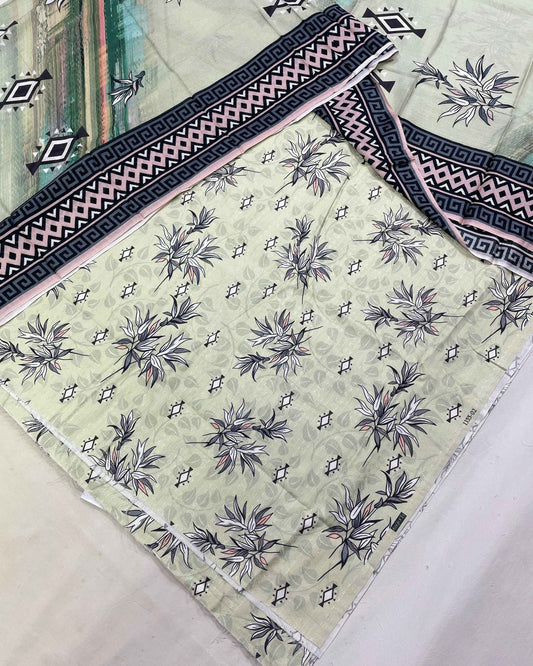 Floral Jacquard Viscose 3-Piece Unstitched with Wool Shawl