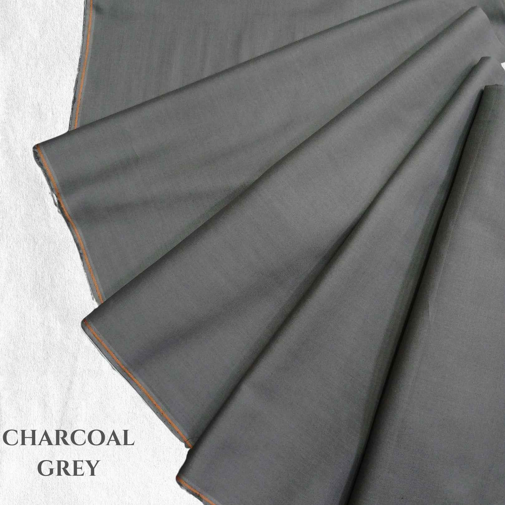 Premium Plain Dyed Lawn Fabric | Charcoal Grey