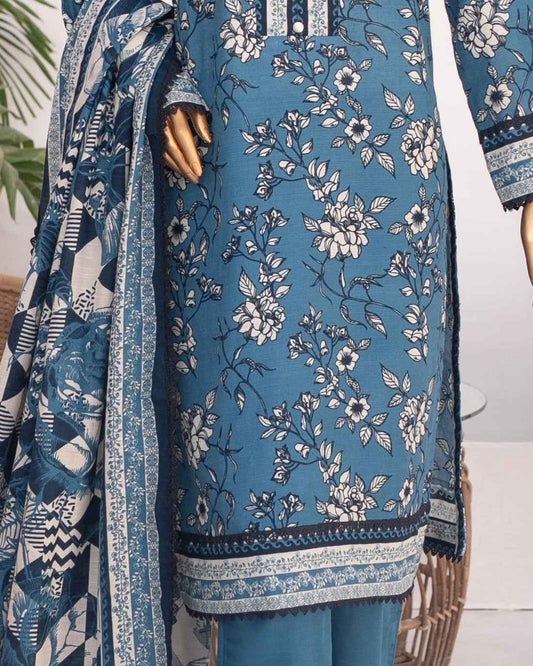 Mehak Khaddar 3Piece Suit – Cyan Floral Print