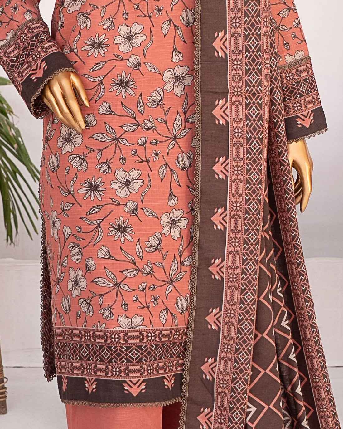 Mehak Khaddar 3Piece Suit – Coral Floral Print