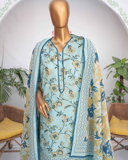 Mehak Khaddar 3Piece Suit – Aqua Floral Print