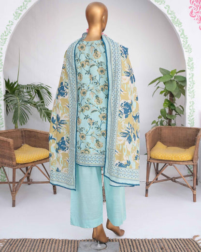 Mehak Khaddar 3Piece Suit – Aqua Floral Print