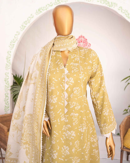 Mehak Khaddar 3Piece Suit – Lime Floral Print