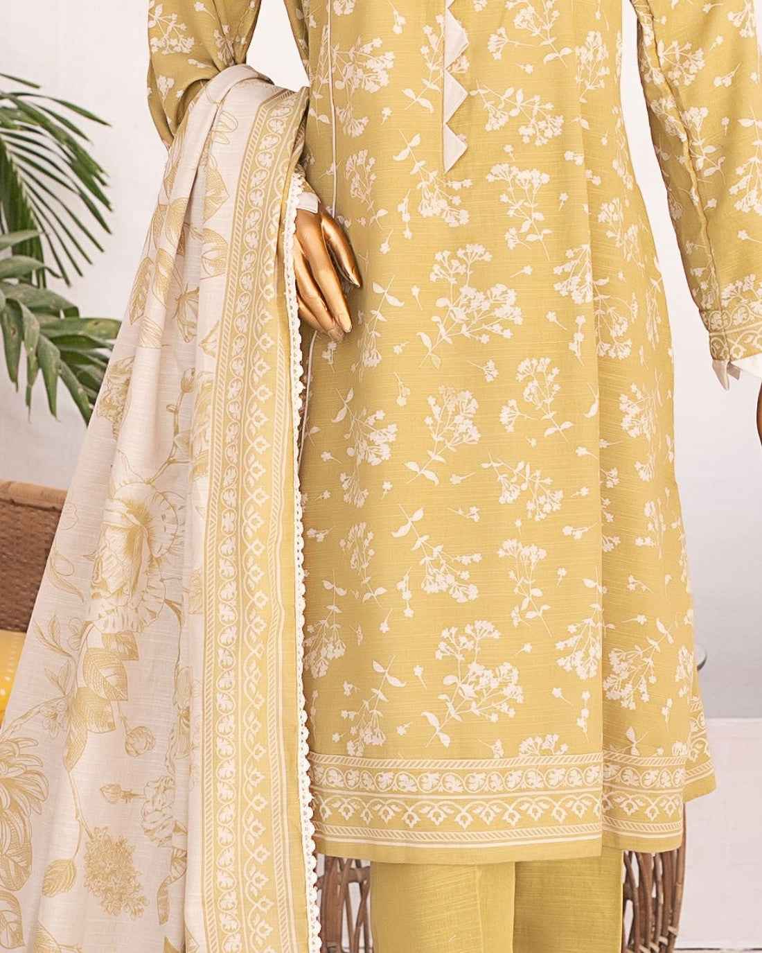 Mehak Khaddar 3Piece Suit – Lime Floral Print