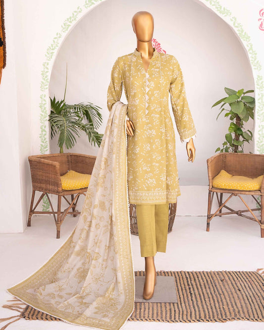 Mehak Khaddar 3Piece Suit – Lime Floral Print