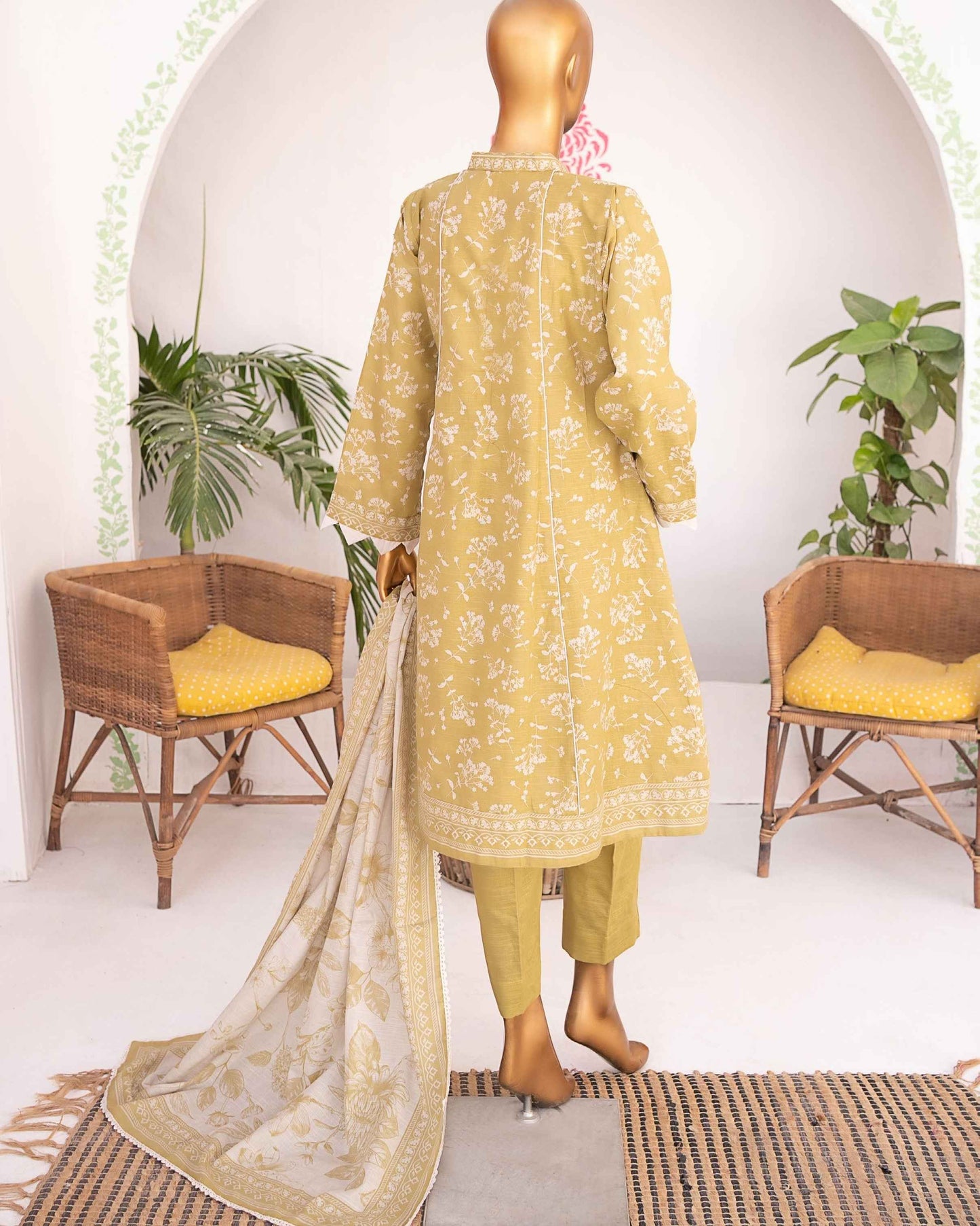 Mehak Khaddar 3Piece Suit – Lime Floral Print