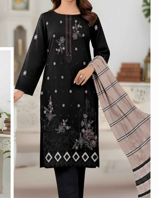 Queen Bana Dora Dhanak Embroidered 3Piece Suit by Faria