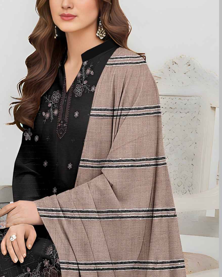 Queen Bana Dora Dhanak Embroidered 3Piece Suit by Faria