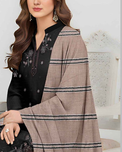 Queen Bana Dora Dhanak Embroidered 3Piece Suit by Faria