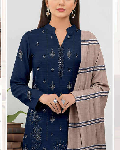 Queen Bana Dora Dhanak Embroidered 3Piece Suit by Faria