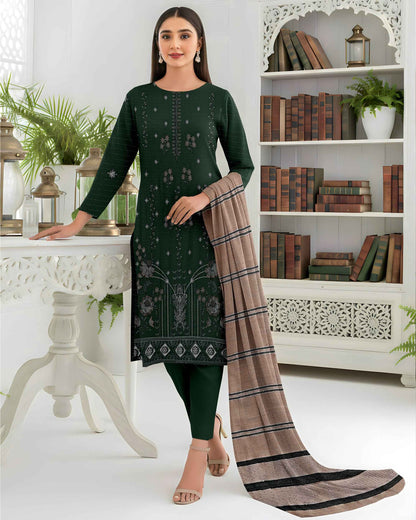 Queen Bana Dora Dhanak Embroidered 3Piece Suit by Faria
