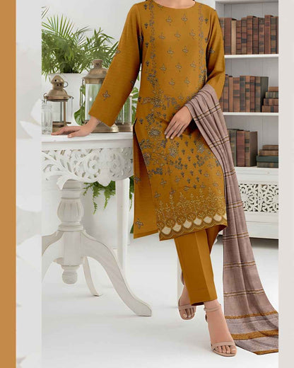 Queen Bana Dora Dhanak Embroidered 3Piece Suit by Faria