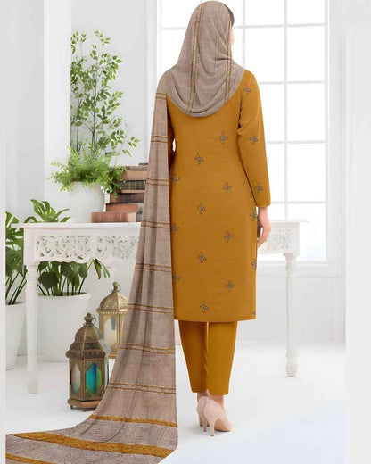 Queen Bana Dora Dhanak Embroidered 3Piece Suit by Faria