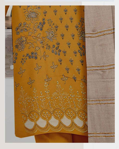 Queen Bana Dora Dhanak Embroidered 3Piece Suit by Faria