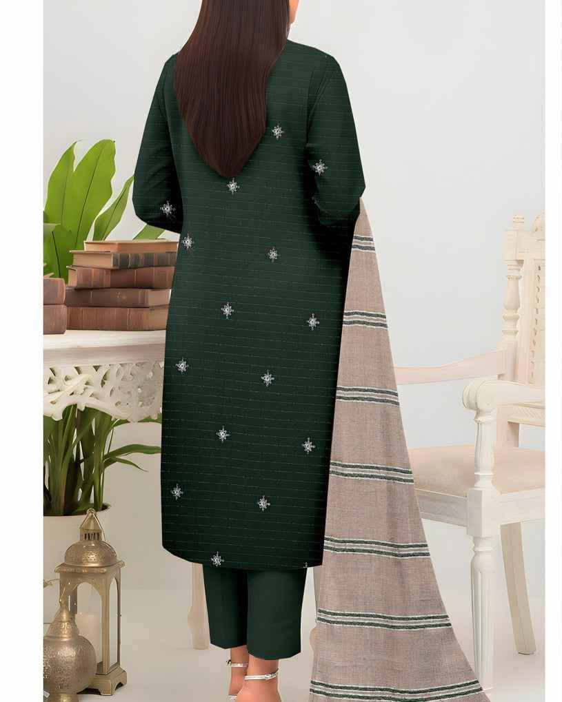 Queen Bana Dora Dhanak Embroidered 3Piece Suit by Faria