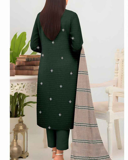 Queen Bana Dora Dhanak Embroidered 3Piece Suit by Faria