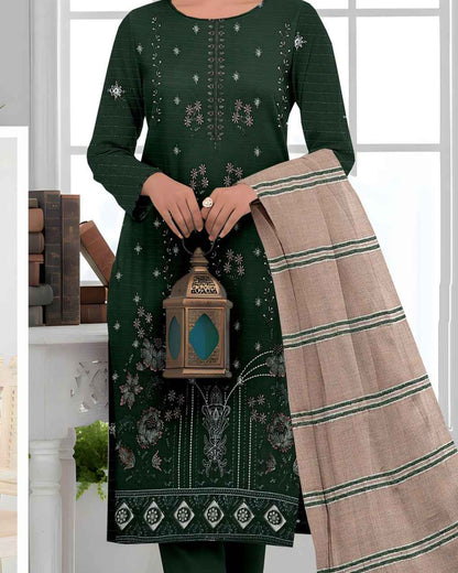 Queen Bana Dora Dhanak Embroidered 3Piece Suit by Faria