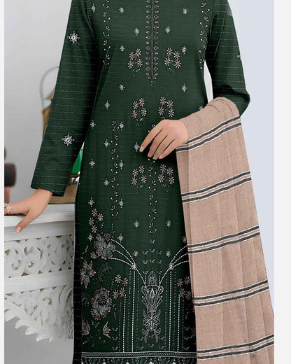 Queen Bana Dora Dhanak Embroidered 3Piece Suit by Faria